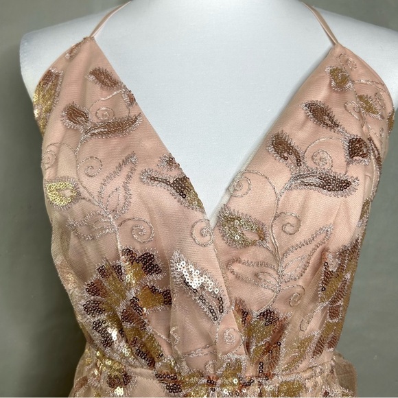 Maniju Dress Blush Embroidered Sequin Faux Wrap Fairycore Mini - Picture 4 of 9